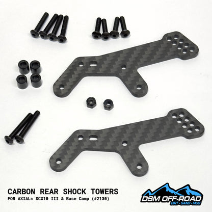 V1 Carbon Fiber Rear Shock Towers for Axial® SCX10 III & Base Camp (Clearance)