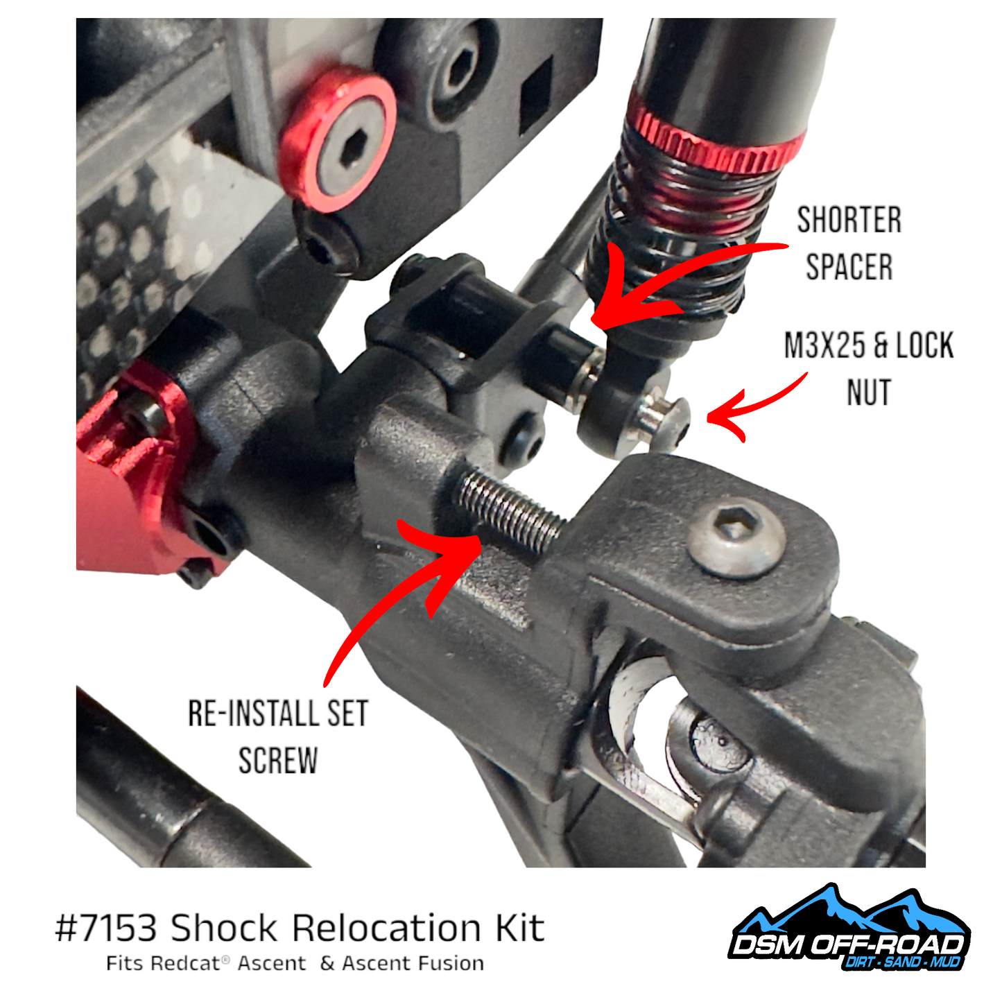 Shock Relocation Kit for Redcat® Ascent & Ascent Fusion