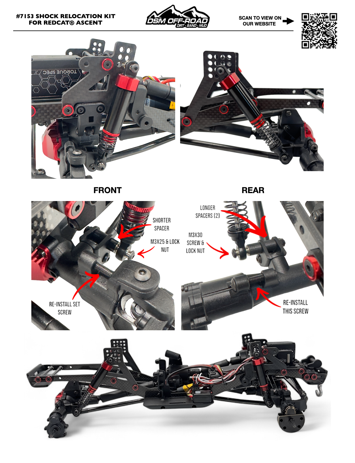 Shock Relocation Kit for Redcat® Ascent & Ascent Fusion